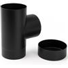 FORTUNATO Raccordo a T in Acciaio al Carbonio per Stufa a Pellet, con Tappo Ispezione, Nero Opaco, Diametri 150 mm / 180 mm (Ø 150 mm)