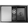 CECIPA Lavello nero 70 x 44 cm, lavello da cucina in acciaio inox, con tagliere, lavello interno di ricambio, sifone con troppopieno, lavabo da incasso senza foro per rubinetto