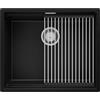 PRIMAGRAN Lavello sottotop Nero 56x47cm, Lavandino in Granito a 1 vasca + Set di accessori, Lavabo da Cucina al Mobile 60cm - Prague Level S279