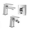 Inbagno Set rubinetti miscelatori lavabo bidet e doccia incasso cromati, scarico click clack incluso, serie Kubo (Set Lavabo Bidet e Doccia incasso)
