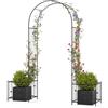 COSTWAY Arco da Giardino, Pergolato in Metallo con Fioriere Laterali, Arco da Esterno per Piante Rampicanti, Rose e Viti, Decorazione per Matrimonio e Festa, 198 x 49,5 x 221 cm