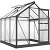 Outsunny Serra da Giardino in Policarbonato con Telaio in Lega di Alluminio 3.65㎡, Serra per Orto con Grondaie, Finestra a Tetto per Ventilazione, Porta Scorrevole, per Piante, 190x192x201cm, Grigio