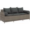 vidaXL Divano da Giardino con Cuscini 3 Posti Grigio in Polyrattan, Divano da Esterno, mobili da Giardino, mobili da Giardino