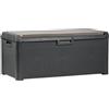 Toomax Santorini baule da 550L multiuso 148x72x64h cm, finitura effetto rattan colore antracite, in plastica resistente anti UV, doppia funzione contenitore e seduta, ideale per esterni