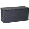 5 five simply smart Toomax Multibox Woody's baule da 280L multiuso 117x45x56h cm portaoggetti da giardino, colore antracite effetto legno, resistente ai raggi UV, dotato di foro per lucchetto, ideale per esterni