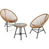 IDMarket - Set di mobili da Giardino Izmir - Tavolo e 2 poltrone con Corda Effetto Rattan