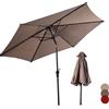 KOMFOTTEU Ombrellone da Giardino Ø270cm, Inclinabile e Portatile, Anti UV e Antivento, 8 Ossa e Manovella, Ombrellone da Balcone, Mercato senza Base (Marrone)