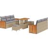 vidaXL Set Divano da Giardino con Cuscino 9 PCS Beige e Grigio Chiaro, Giardino e Terrazza, Divano Sezionale Moderno, Cuscini Anti-UV, Mobili da Patio, Set Esterno Avvolgente