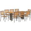 vidaXL Set da Pranzo per Giardino 9 PCS Grigio e Marrone polyrattan, Set di Mobili da Giardino e Terrazza, Moderno per la Famiglia, Stiloso all'Aperto, Collezione Patio
