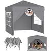 ACXIN Gazebo pieghevole 2,5 x 2,5 m con 3 livelli di altezza regolabile, tenda per feste con tetto argento-Oxford, gazebo da giardino con corde picchetti e borsa per il trasporto (grigio, con pareti