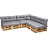 POKAR Set di Cuscini per Europallet Impermeabile da 8 pezzi: 3x 120x80 + 3x 120x40 + 1x 60x40 + 1x 40x40, per Divano da Giardino, senza Pallet, Grigio