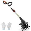 Outsunny Motocoltivatore Cordless 18V, Motozappa 20cm Larghezza, 18cm Profondità, 4 Lame, Manico Regolabile, per Orto, Giardino e Terreni, Batteria e Caricabatterie Non Inclusi