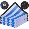 OTIGA Rete Ombreggiante Recinti Resistente Ai Raggi Uv Telo Coprente Traspirante 75%,Rete ombreggiante a strisce bianche e blu Bianche Protezione Solare,Per Piante Serra Fienile Canile 3mx3m/9.8ftx9.8ft)