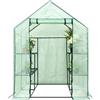 GYMAX Serra da Giardino,Serra Portatile Mini Esterna Realizzata in PE con Porta a Cerniera e 8 Scaffali in Metallo, Serra da Balcone per Fiore e Piante, 143 x 73 x 195 cm (Verde-3)