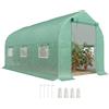 Outsunny Serra da Giardino a Tunnel 4x2x2 m con Porte Avvolgibili e 6 Finestre, Serra per Orto con Tetto a Spiovente, Struttura in Metallo e Copertura PE, per Orto Verdure Fiori Frutta, Verde
