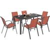 IDMarket - Set da Giardino Madrid: Tavolo da 150 cm e 6 sedie impilabili nei Colori Terracotta e Grigio