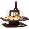 NIDONE Tavolo da Picnic Portatile Tavolo da Picnic Portatile Tavolo da Picnic in Legno Tavolo da Vino Staccabile con 2 Porta e Snack, Tavolo da Picnic con Manico per Festa, Picnic, Stile Campeggio 2