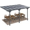 Outsunny Pergola Addossata da Giardino 4.4x3m, Gazebo Pergola per Esterni in Policarbonato e Alluminio, Installazione Regolabile, Grigio