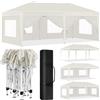 Laneetal Gazebo Pieghevole da Giardino 3x6m, Tenda Pop-Up per il Campeggio e la Festa, Gazebo in Metallo, con 6 Pareti Laterali e 4 Finestre, Beige