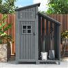 Idemon Capanno in legno massiccio, tetto inclinato, porta scorrevole, casetta da giardino, 124 x 46 x 174 cm, per giardino ed esterno (grigio)
