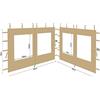 QUICK STAR 2 pannelli laterali in poliestere con finestra, 300 x 195 cm, per gazebo 3 x 3 m, parete laterale beige impermeabile