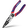 WORKPRO Pinze a becco da 8 pollici, pinze multiuso a becco lungo con funzione spellafili, crimpatrice/taglierina, pinza per utensili manuali in acciaio CRV per uso domestico
