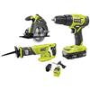 Ryobi 18V ONE+ Lithium-Ion Cordless 3-Tool Combo Kit with (1) 1.5 Ah Battery and Charger
