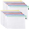 Carehabi 12 sacchetti portadocumenti con chiusura lampo A4, custodia impermeabile Document Case, tasca con cerniera per documenti, cosmetici, accessori da viaggio