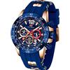 AIMES Orologi sportivi da uomo Orologio cronografo multifunzione impermeabile militare cinturino in silicone luminoso orologi casual per uomo moda orologio da polso da uomo, A1-Blu Oro
