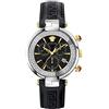 Versace Orologio da polso da donna al quarzo moda cinturino in pelle nero cassa in acciaio inox display analogico nero - VE2M00121