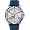 Bulova Orologio da uomo Marine Star automatico con cinturino in silicone blu | 45mm | 98A225, Tonalità argento., 45, Orologio automatico