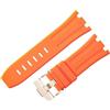 ROUHO 28mm Flessibile Fibbia ad Ardiglione Cinturini in Silicone, Impermeabile Braccialetto Silicone per Audemars Piguet Royal Oak Offshore 15710 15703-Arancione + Oro Rosa Fibbia