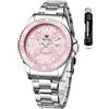OLEVS Luxury Mens Cronografo Lunare Phase Two Tone Acciaio Inox Impermeabile Luminoso Business Calendar