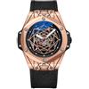 DAXIAOYU Orologio da uomo in pelle, design alla moda, creativo, sportivo, impermeabile, lancette luminose, orologi da polso meccanici automatici, Oro rosa nero, Lusso