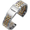 ROUREOX Cinturino Orologio Acciaio Inox 18mm 20mm 22mm 24mm Terminali Curvi, Fascia Metallo Bracciale per Breitling-Argento+Oro 18mm