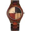 OIFMKC Orologio in legno Orologio da polso in legno con quadrante in giuntura a 4 colori Orologio da polso da uomo in legno con cinturino in legno massello retro pieno in legno mas