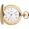 Regent Savonnette Orologio da tasca da uomo con flip da 47 mm, quarzo con quadrante bianco, numeri romani, data, P-738 - oro, Classico