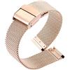 ROUHO Acciaio Inossidabile Cinturino Intrecciato Chiusura a Doppia Pressione Metallo Bracciale a Maglia per Daniel Wellington DW
