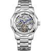 BOLYTE Tourbillon Design Orologio da polso da uomo analogico automatico in acciaio inossidabile, 8240-argento Bianco
