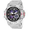 Gosasa Orologio sportivo da uomo, multifunzione, stile militare, con funzione S-Shock, digitale, a LED, impermeabile, con allarme, 8007_traslucido e bianco, Sport