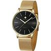 WWOOR Orologio da polso da uomo, ultra sottile, alla moda, impermeabile, in acciaio inox, con cinturino a rete