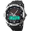SKMEI - Orologio da polso a energia solare caratterizzato da display con doppio fuso orario, resistente all'acqua fino a 50 m