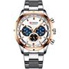 CURREN Orologio sportivo da uomo, al quarzo, cronografo, con lancette luminose, alla moda, in acciaio inox, datario (argento bianco)