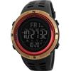 SKMEI Orologio sportivo digitale da uomo, impermeabile fino a 50 m, LED, militare, multifunzione, cronometro, conto alla rovescia, data e allarme automatico - 1251, Oro Rosso, Large, Orologio sportivo