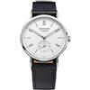 Seestern S382 Meccanico Automatico Acciaio Nero Bianco Pelle Zaffiro Orologio Uomo