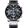 CURREN Orologio da polso da uomo, tre sub quadrante, display con data, cinturino in pelle, casual, analogico, al quarzo, nero 8346, Nero , 22, Cinturino