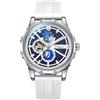FORSINING Orologio da uomo Starry Sky Big Dial Moda Orologio Meccanico Scheletro Moon Phase Design Automatico Orologi Casual Luminous, bianco, cinghia