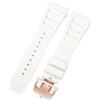 ROUHO 25mm Cinturino di Ricambio in Gomma Premium, Bracciale Regolabile in Silicone per Richard Mille RM-11-Bianco + Oro Rosa Fibbia