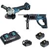 Makita Set di 2 macchine MAKITA LOT0151 18V LXT 5.0Ah - Smerigliatrice DGA504 - Perfo-bruciatore DHR202