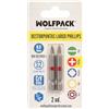 WOLFPACK Punte lunghe Cacciavite Phillips n. 0 (2 pezzi). Acciaio S2 al cromo vanadio. Punte esagonali, punte,